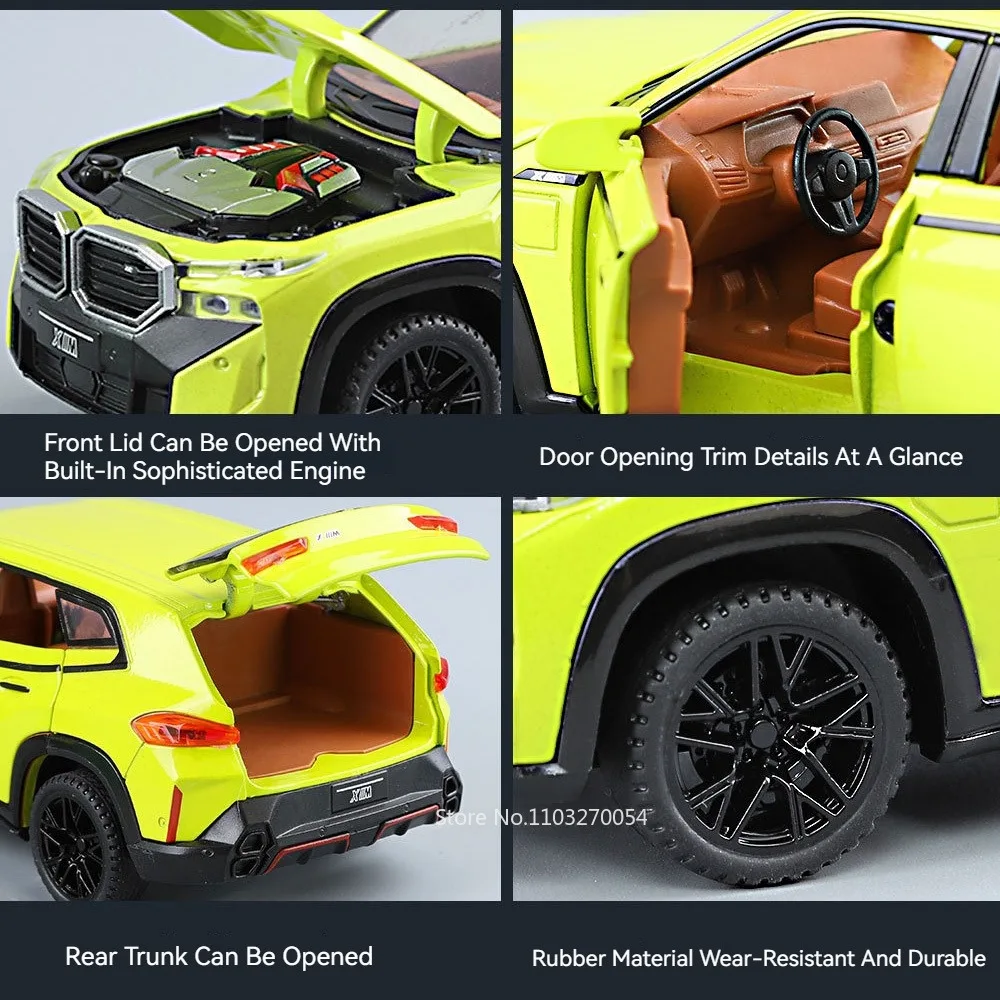 1:32 XM M8 Miniaturmodell aus Druckguss-Legierung, Auto-Ornament, Spielzeugtüren, geöffnet mit Ton, Licht, zurückziehbare Fahrzeuge, Geburtstagsgeschenk für Kinder