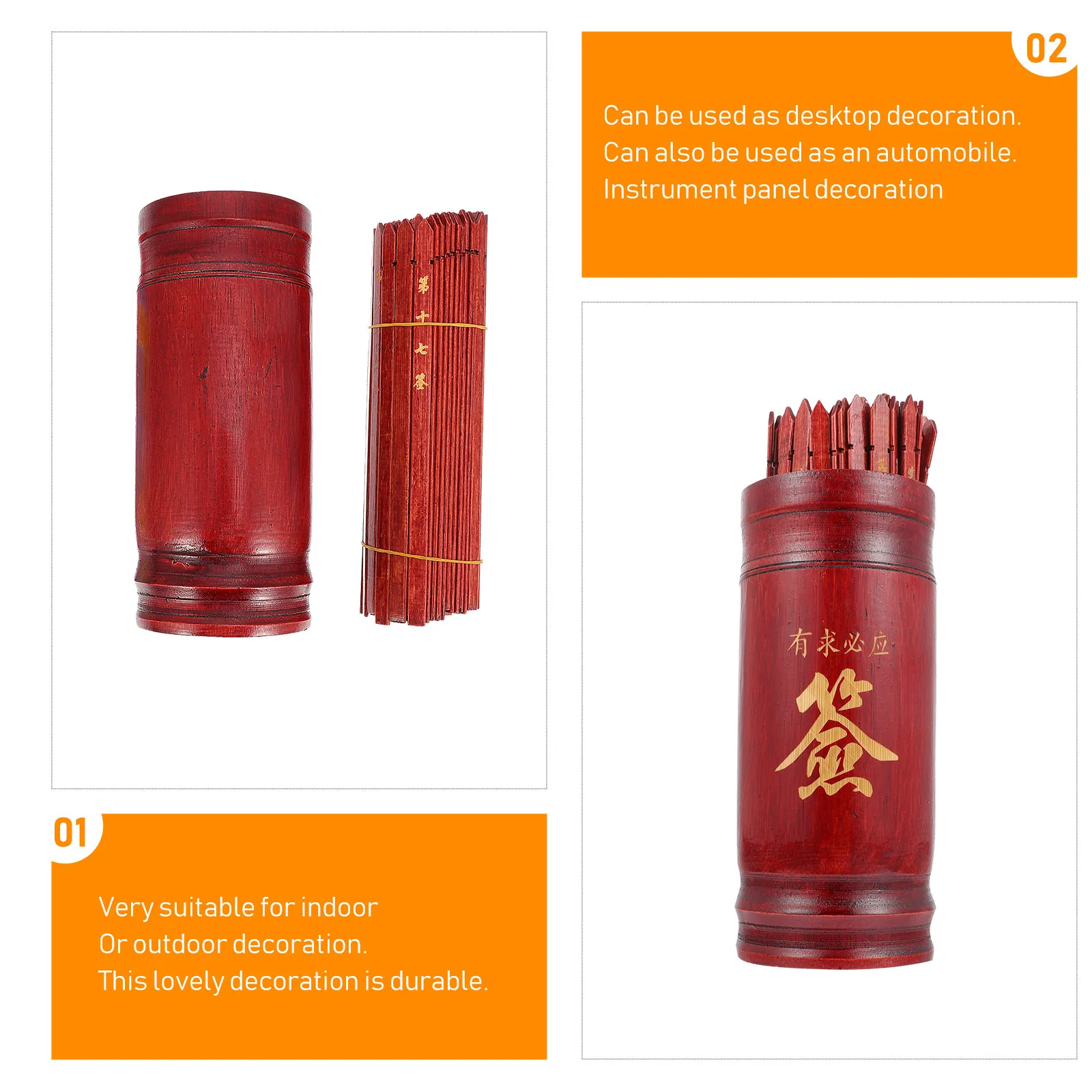 1Set Buddhist Divination Sticks Lightweight Portable Chinese-Style Game Bucket for Home Temple Office Divination Props
