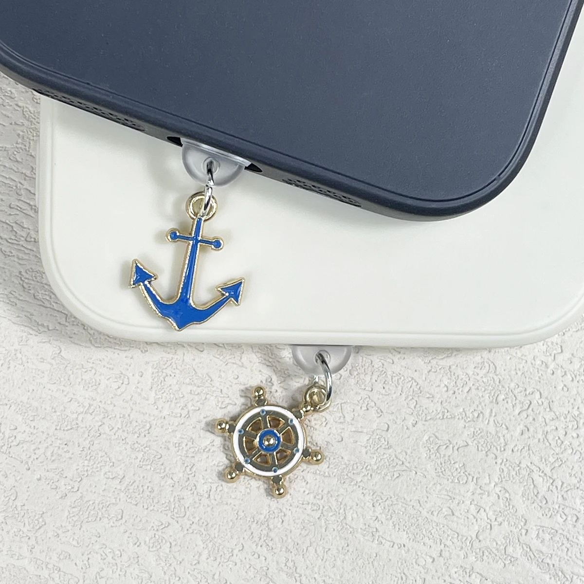 Interesting ocean series pendant, phone dust plug, boat anchor, rudder, swimming ring pendant, jewelry, dust cap, gift