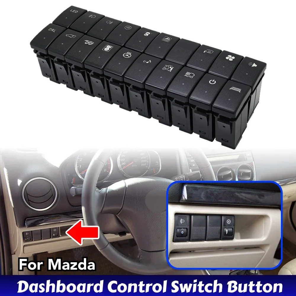 

1pcs For Mazda RX-8 Mazda 6 Mazda 3 CX-7 LED DRL Light Bar Switch Music Radar Front Fog Switch Dashboard Control Switch Button