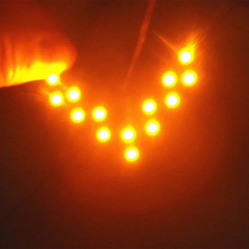 

14 LED Lamp Panel Rear View Car Arrow Light Indicator Yellow DC12V 5.5*4cm Brake Truck Motorcycle Turn 2pcs