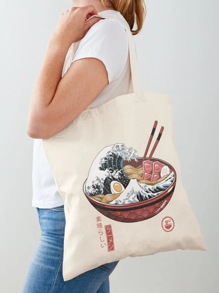 

Great Ramen Wave White Tote Bag hand bag ladies Handbags women Custom bag large size bags