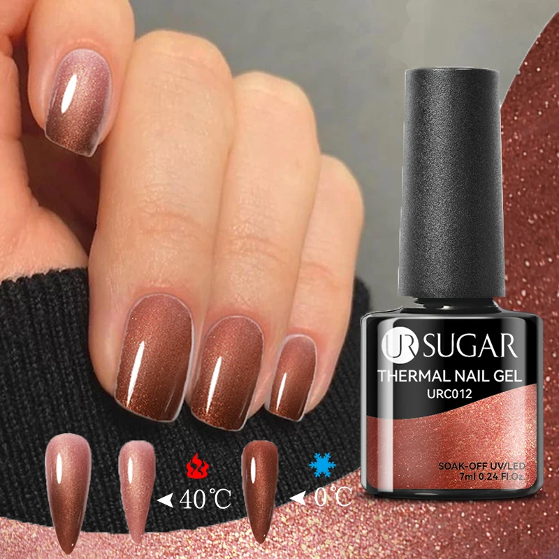 UR SUGAR 7ml Thermal Brown Gold Winter Autumn Color Gel Nail Polish Semi Permanent Soak Off UV LED Enamels for Nails Art Varnish