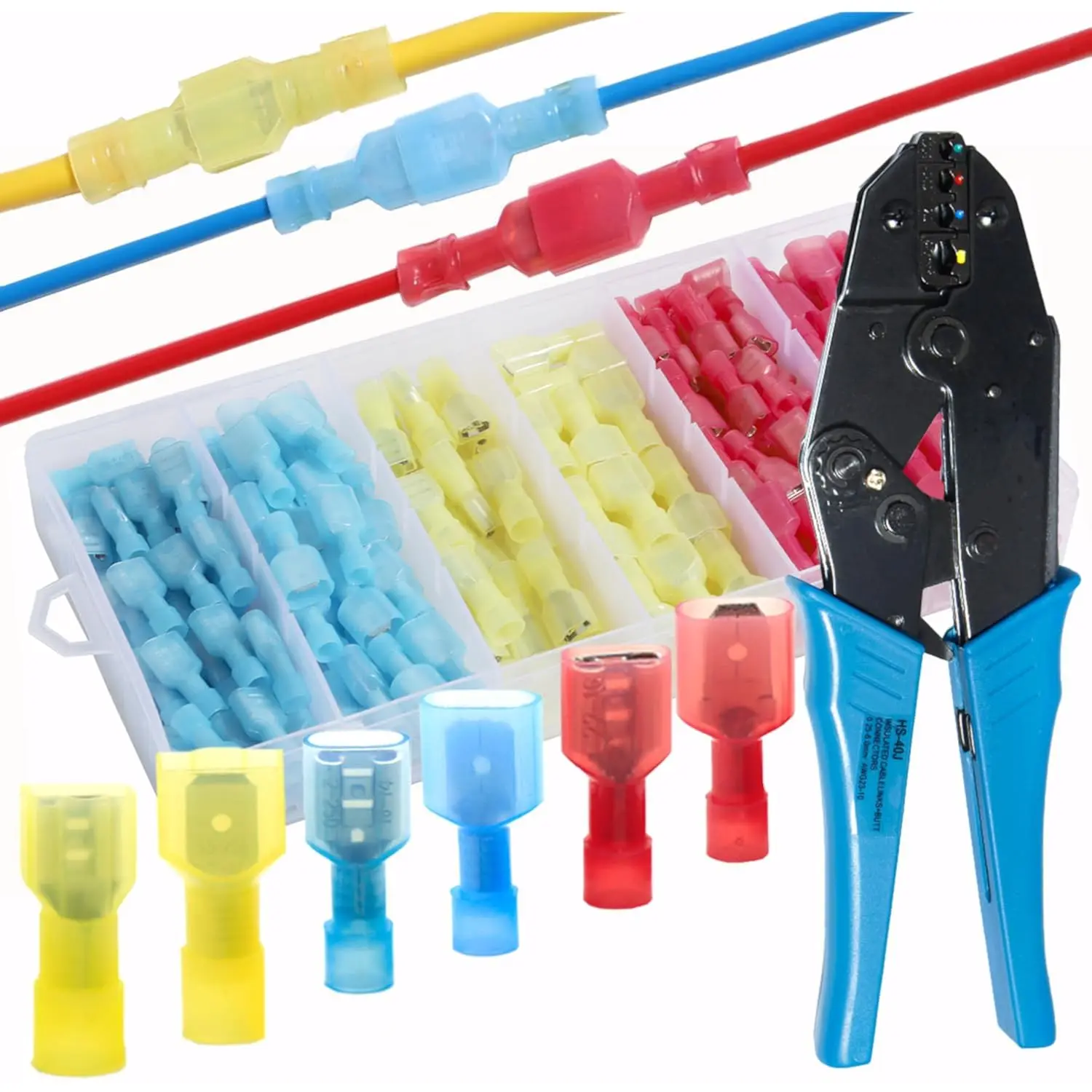 

Комплект нейлоновых лопаточных разъемов, обжимной инструмент, быстроразъемные концы, щипцы с храповым механизмом, электрические автомобильные изолированные проводки, соединение