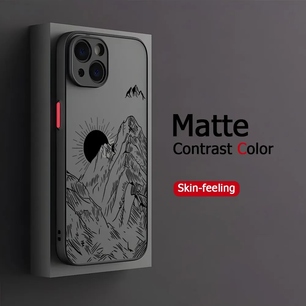 Mountains Sunrise Line Handyhülle für Apple iPhone 18 17 16 15 14 Plus 13 12 Mini 11 Pro Max X Xs XR 7 8 Matte Hartschale – Detail 8