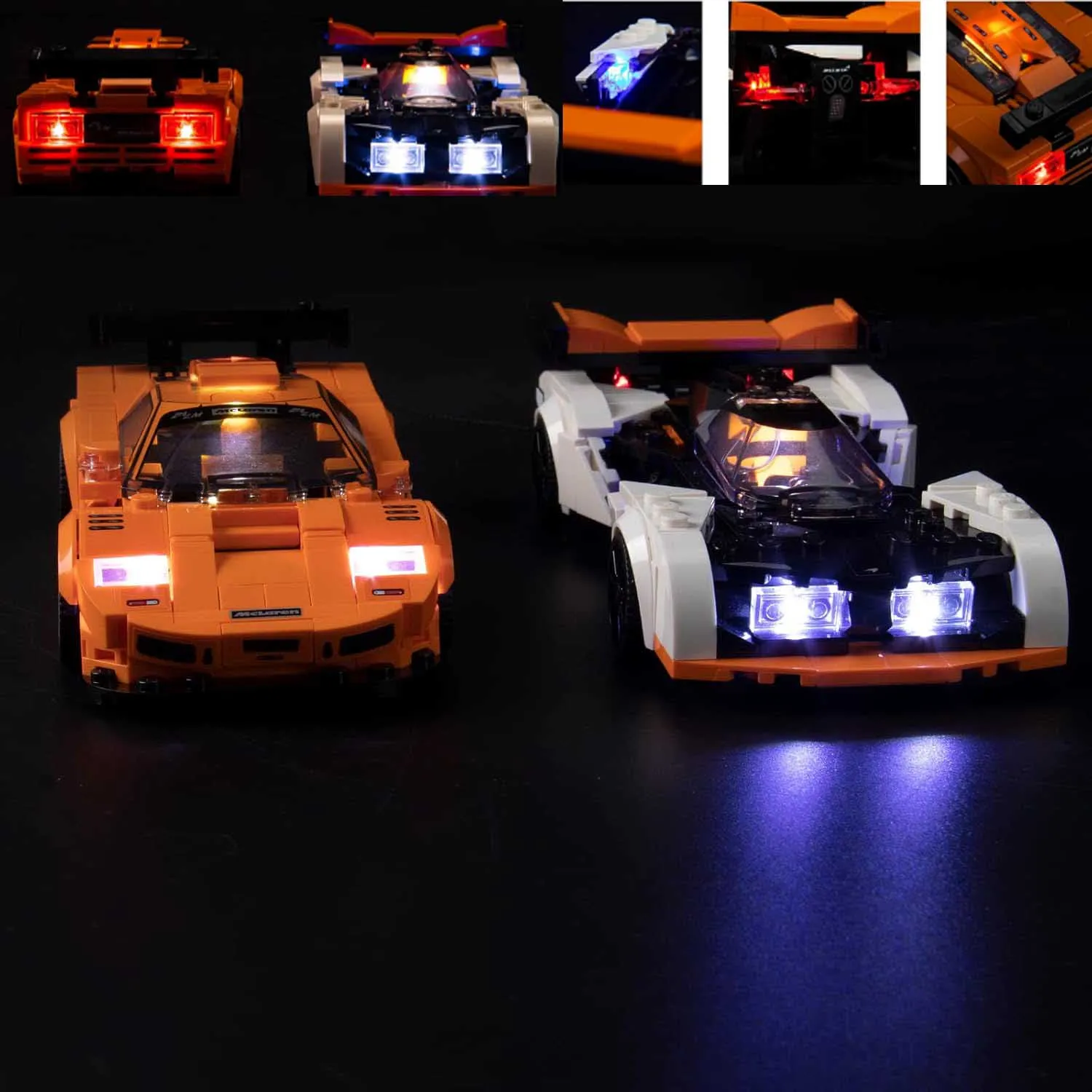 Light Up Lego Speed Champions Mc-Laren Solus GT & F1 LM 76918 Building Set USB LED Light-(Not Include Lego Model)