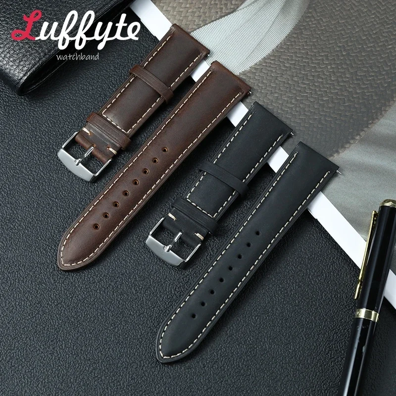 

Vintage Crazy Horse Leather Wristwatch Band 16mm 18mm 20mm 22mm Universal Bracelet Men's Quick Release Smartwatch Watchband