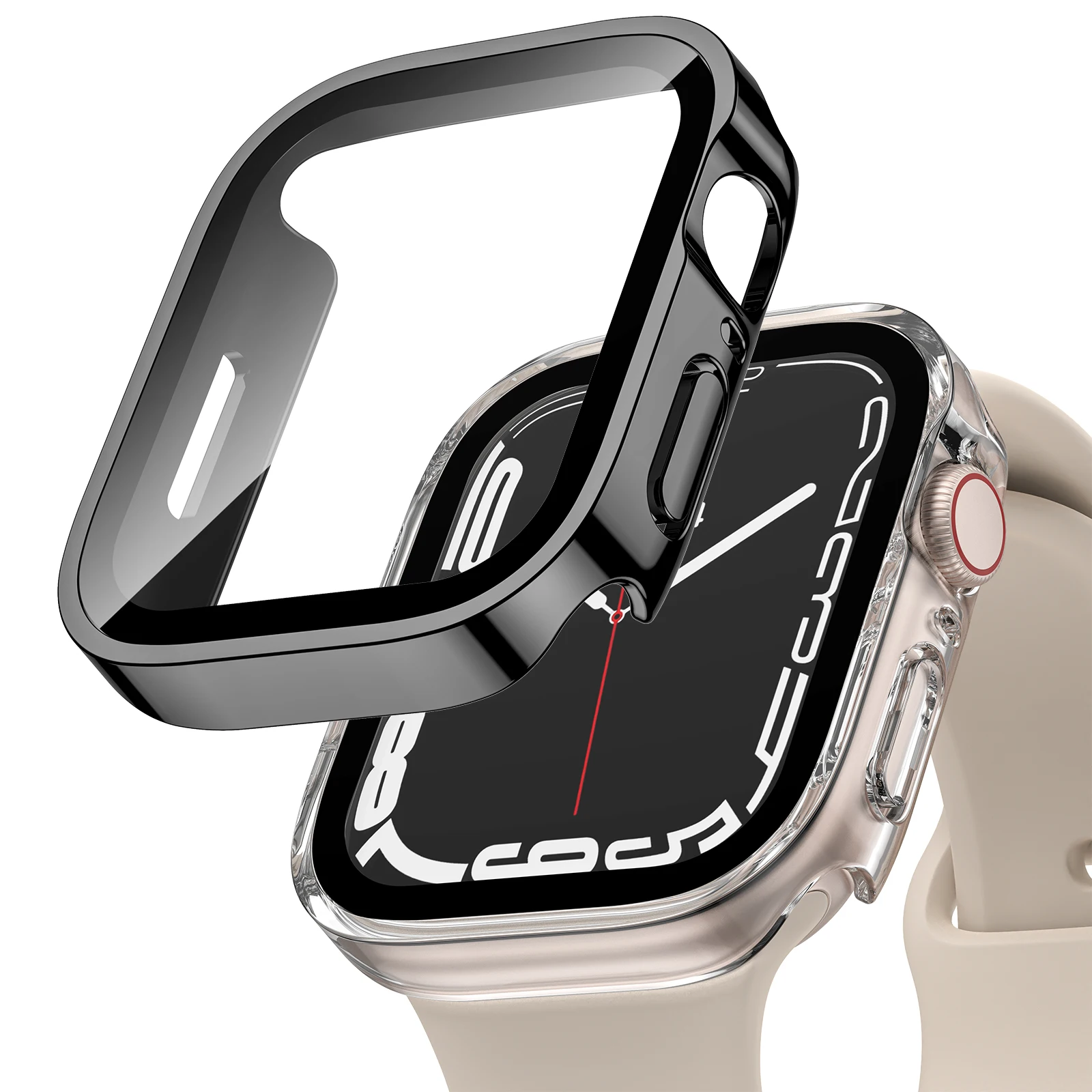 2 Stück wasserdichte Hülle für Apple Watch 7 8 9 45 mm 41 mm-44-40 mm Stoßstangen-Displayschutzfolie 2 PACK Kantenabdeckung iWatch 5 SE 6 Zubehör