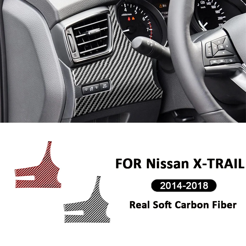 For Nissan X-TRAIL 2014-2018 Accessories Carbon Fiber Car Headlight Buttons Head Lamp Panel Cover Frame Decoration Sticker