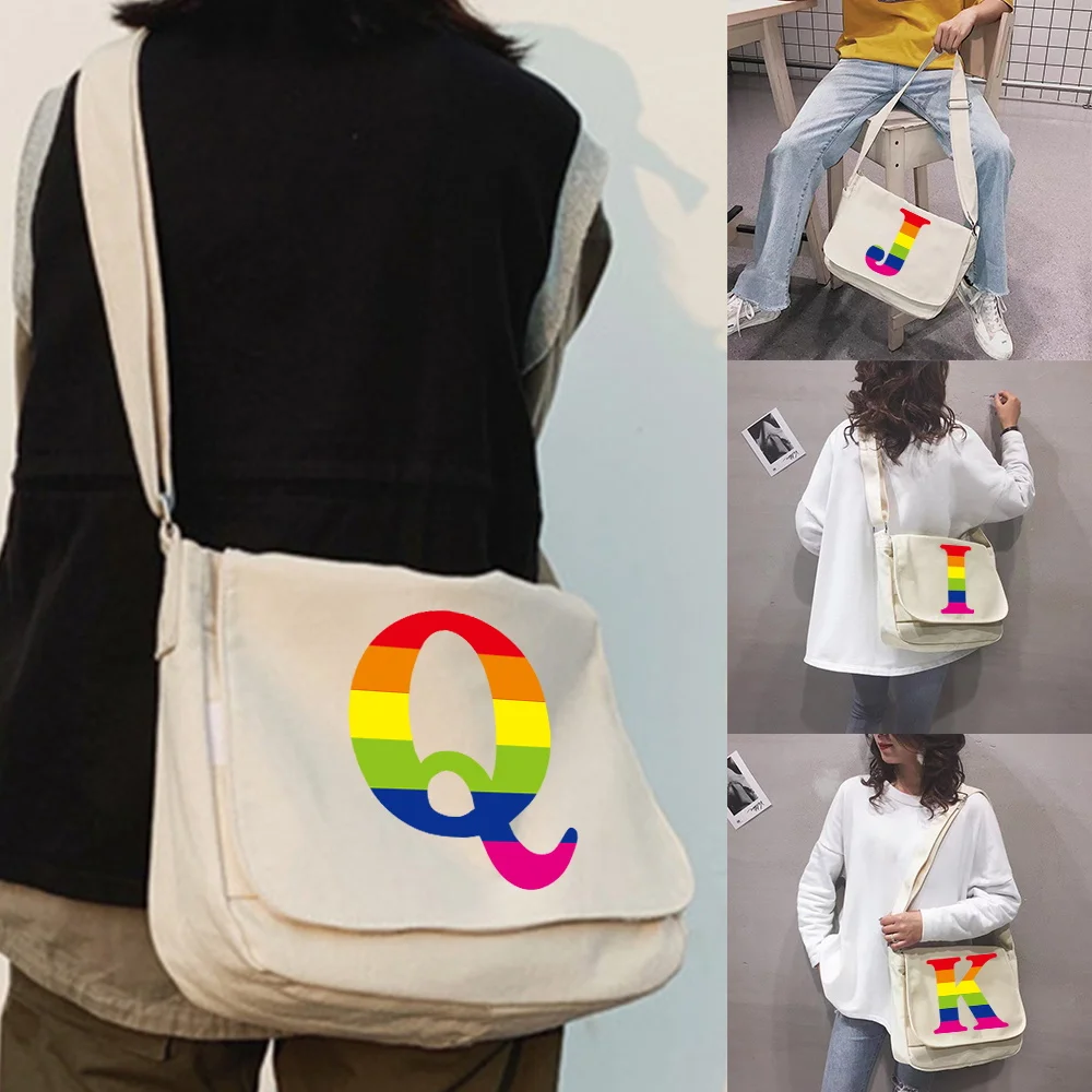 

Simple Messenger Bag Rainbow Printed Cute Envelope Bag Sweet Cartoon Student Girl Tote Shoulder Bags Crossbody Bags for Women