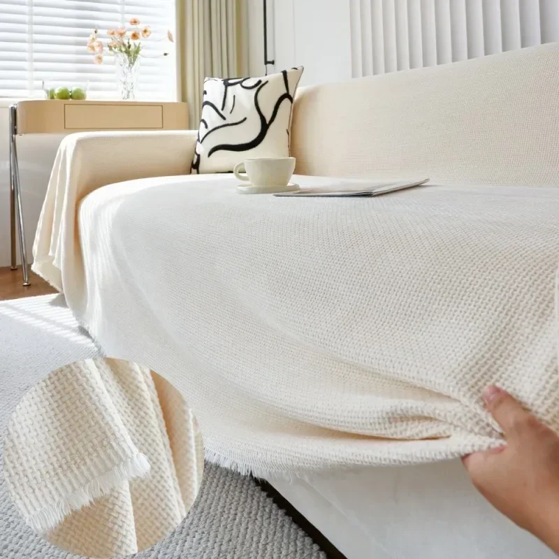 1PC Sofa Towel Solid Color Chenille Simple Modern Sofa Cover Cloth A Whole Piece Full Cover Sofa Cover Blanket Home Textile