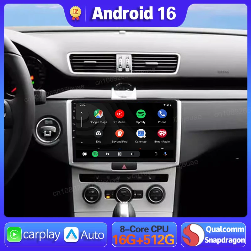 Android 16 Car Radio GPS For Volkswagen VW Passat B6 B7 B8 CC 2007 - 2021 Carplay Auto Navigation 2 Din Player DVD Video Stereo