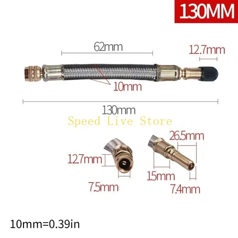 

547C Hand Air Pumps Inflator Extension Hoses for Bike, Tire,Schraders Valves Flexible Air Tyre Valves Extension Adapter