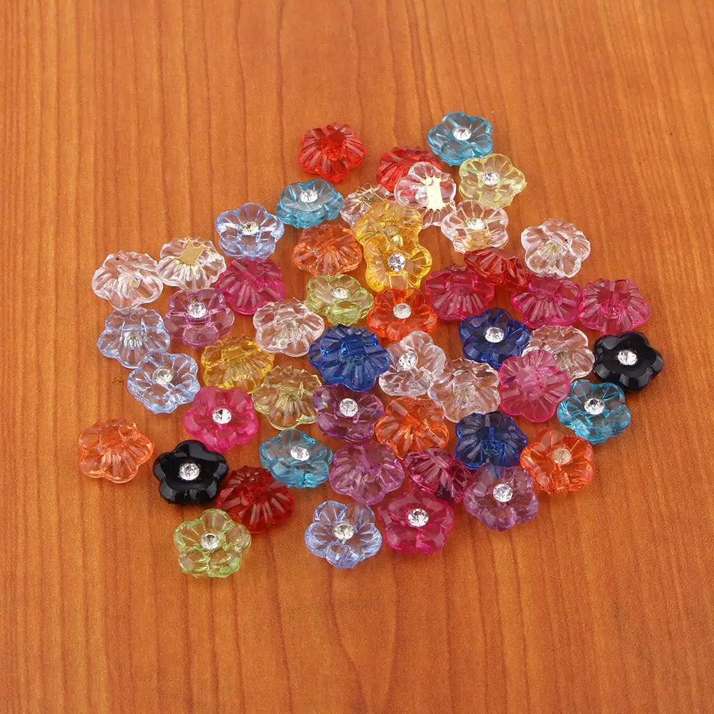 50 pezzi di fiori di strass di cristallo abbellimenti bottoni cucire su bottoni artigianato fai da te per abbigliamento, artigianato (Flatback)