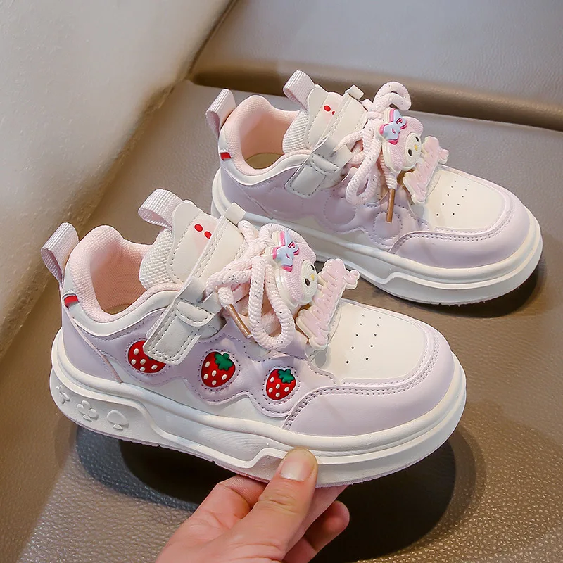 サンリオ女の子のファッションカジュアルスポーツシューズ漫画メロディープリント子供トレンドボードシューズビッグキッズアンチスリップリトルホワイトシューズ