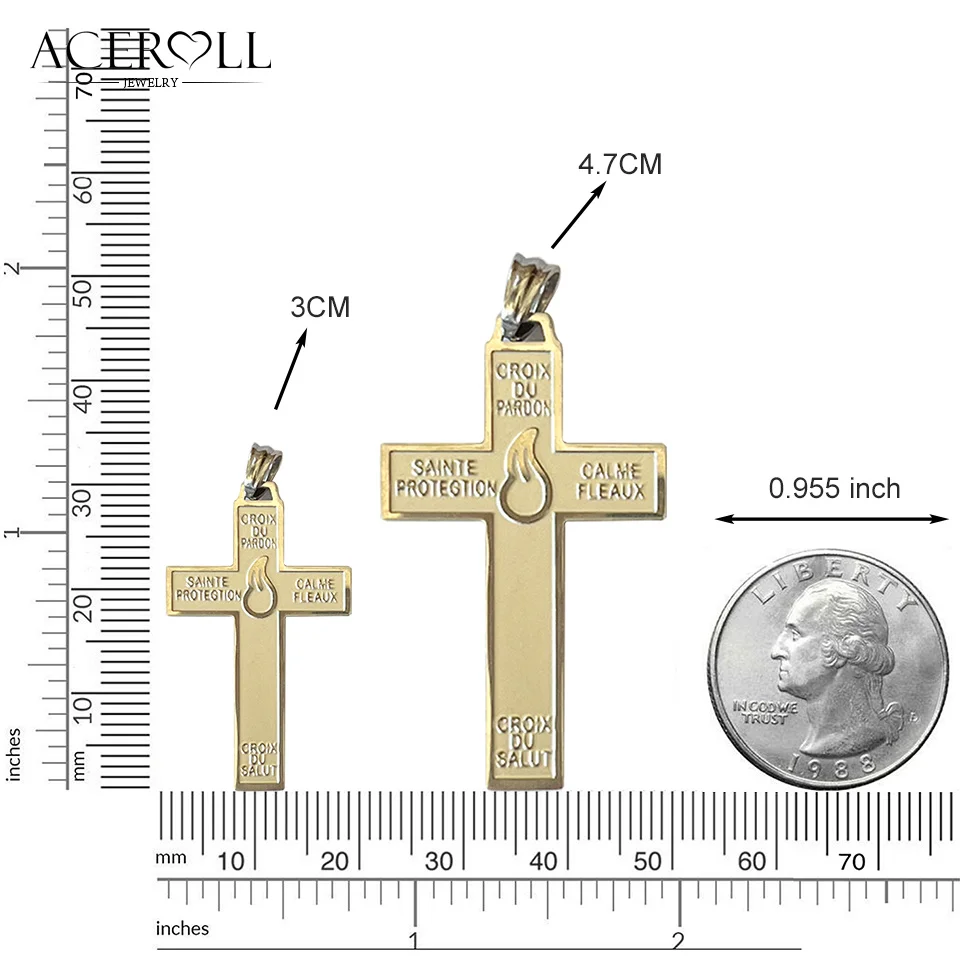 ACEROLL Stainless Steel Pendant of the Protection Cross of Forgiveness with the Sons and Daughters of the Light