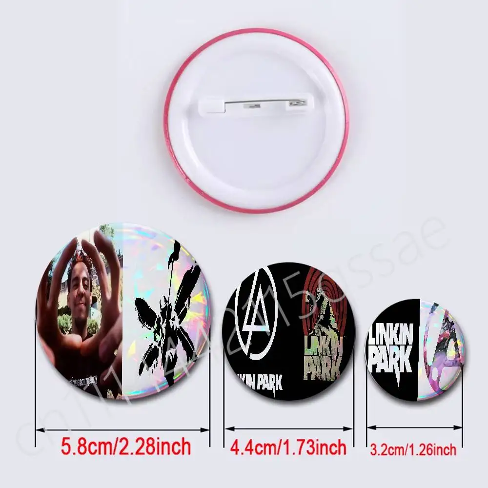 FOR Linkin Park From Zero 2Pcs Set Round Badge Holographic Foil Button Pin Brooch Backpack Clothing Lapel Decor Fans Gift