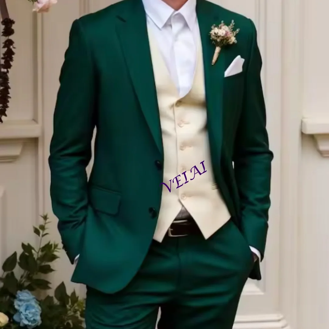

Индивидуальный зеленый мужской свадебный костюм, подарок на свадьбу, мужской костюм из трех предметов