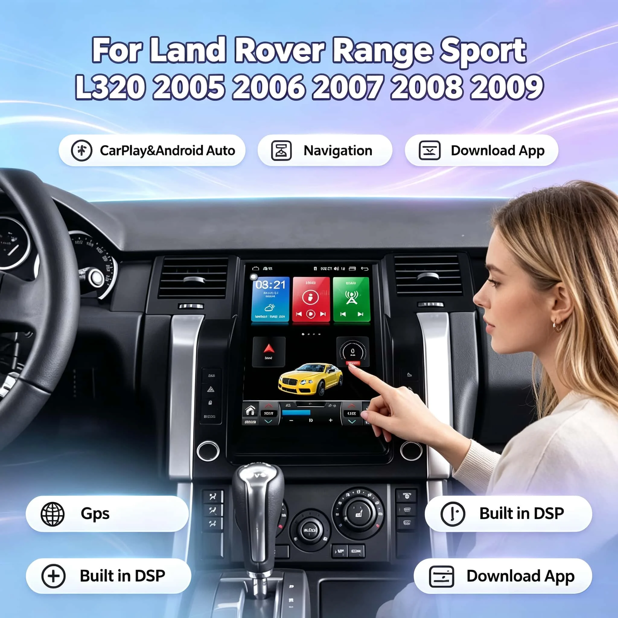 For Land Rover Range Sport L320 2005 2006 2007 2008 2009 Screen Car Radio 2Din Android 8G+256GB GPS Nav Carplay 5G Network