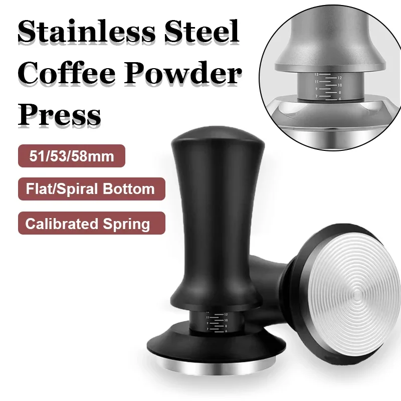 

51/53/58mm Stainless Steel Coffee Powder Press Coffee Tamper Constant Pressure Espresso Distribution Tool with Calibrated Spring