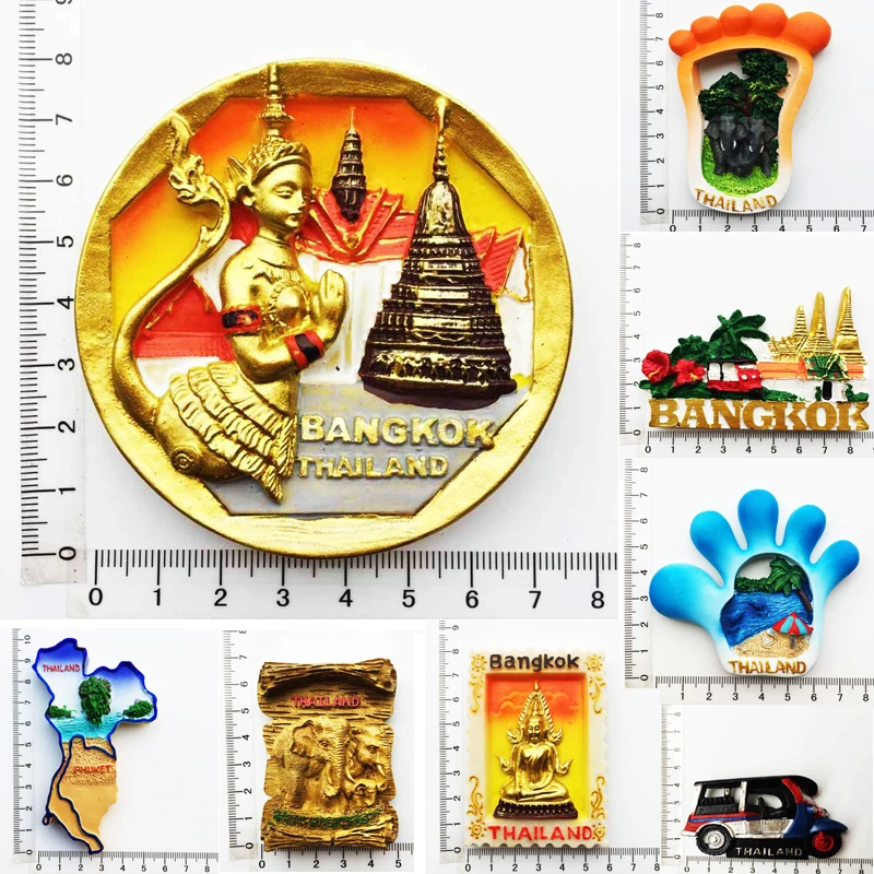 

Thailand Tourism Souvenir Fridge Magnets Bangkok Chiang Mai Resin Refrigerator Magnets Creative Painted Souvenir Craft Gifts