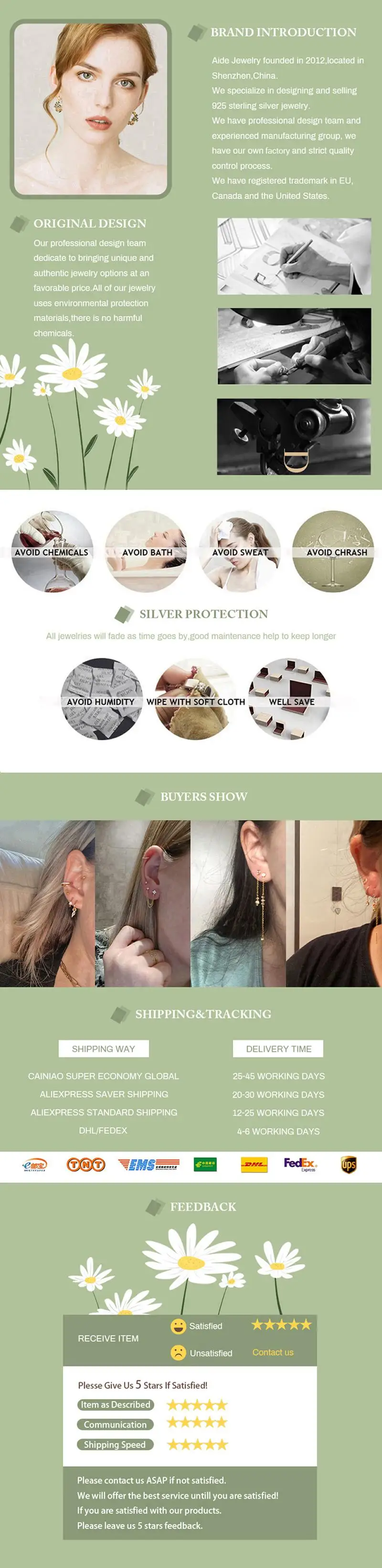Aide 1pc 925 Sterling Silver Double Hole Chain Tassel Earrings For Women Fresh Green White CZ Zircon Pave Circle Stud Earring