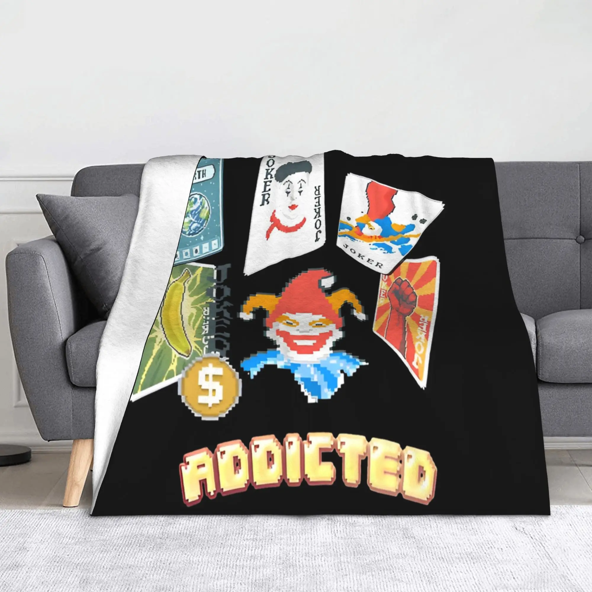 Balatro Game Card Joker Addicted Blankets Flannel Print Clown Portable Lightweight Throw Blanket for Travel