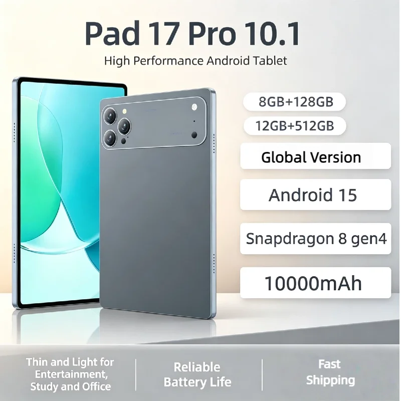 Original Pad 17 Pro Global Version Tablet Android 15 12GB+512GB 10000mAh Battery 5G Dual SIM 4K HD WiFi Bluetooth Game Tablet PC