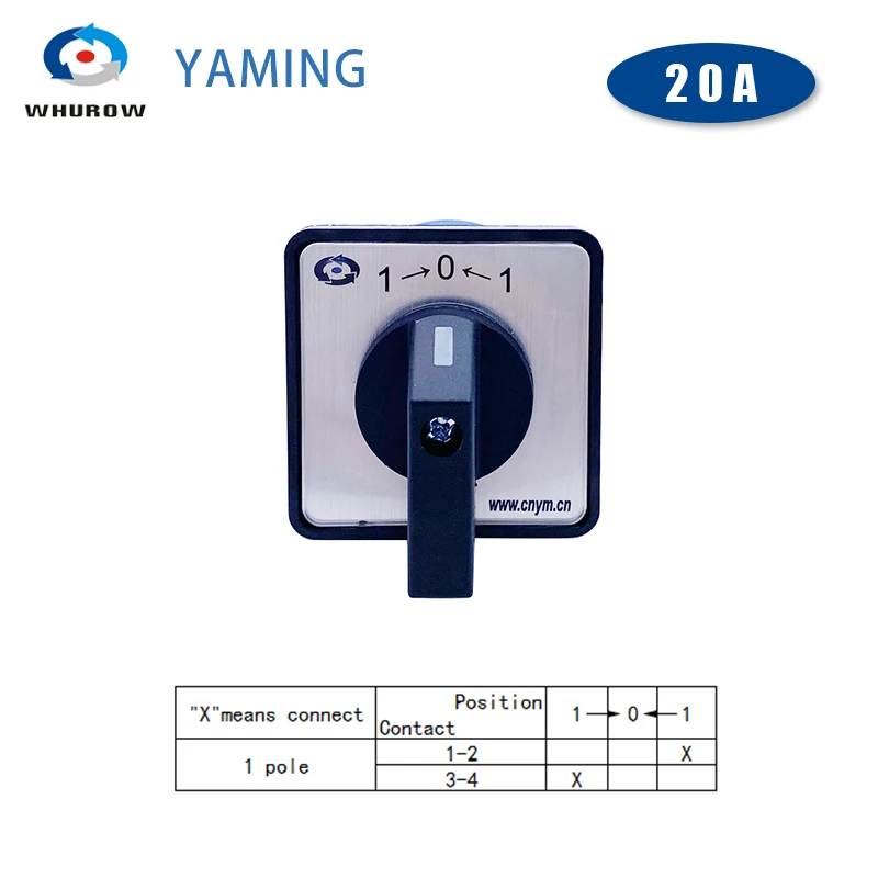 LW26-20/1 Reset Momentary Rotary Cam Changeover Switch 4 Terminals 3 Positions Two Different Loads Silver Contact