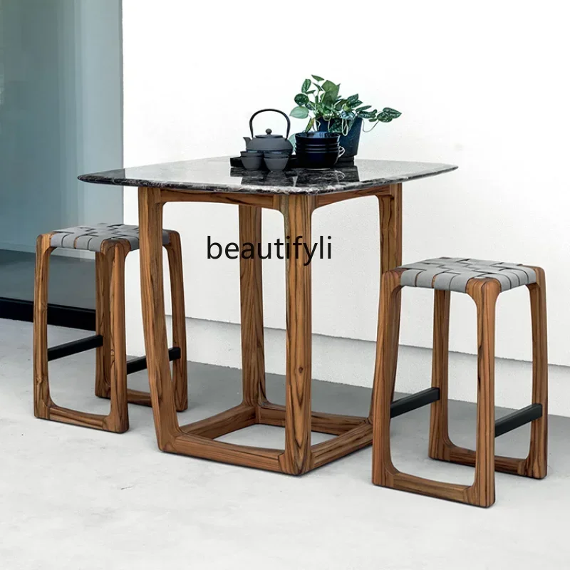 

LXBalcony Three-Piece Tables and Chairs Nordic Solid Wood Outdoor Villa Terrace Antiseptic Wood Tables and ChairsSSS