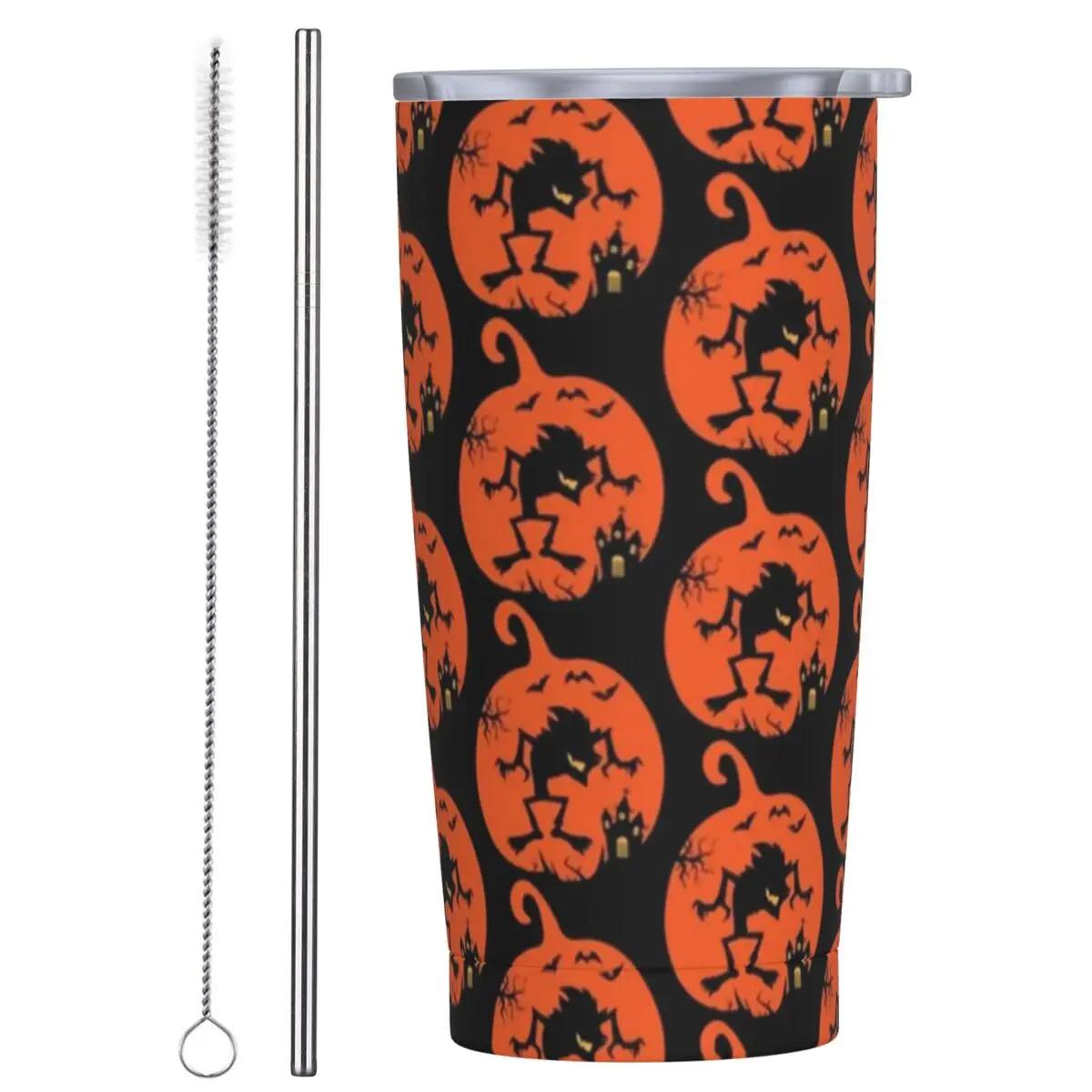 

Stainless Steel Tumbler Halloween Wolf Thermal Cups Animal Print Insulated Hot Drinks Mugs Cup Driving Graphic Water Bottle