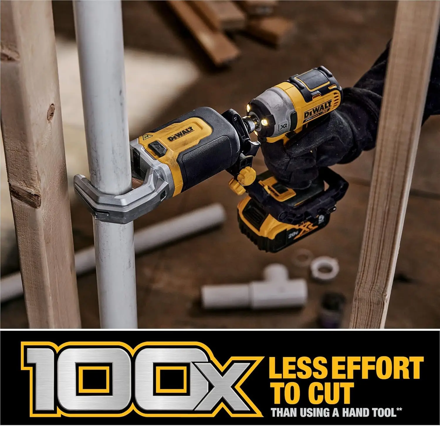 DEWALT IMPACT CONNECT PVC/PEX Cutter with Brace Bracket (DWAPVCIR)