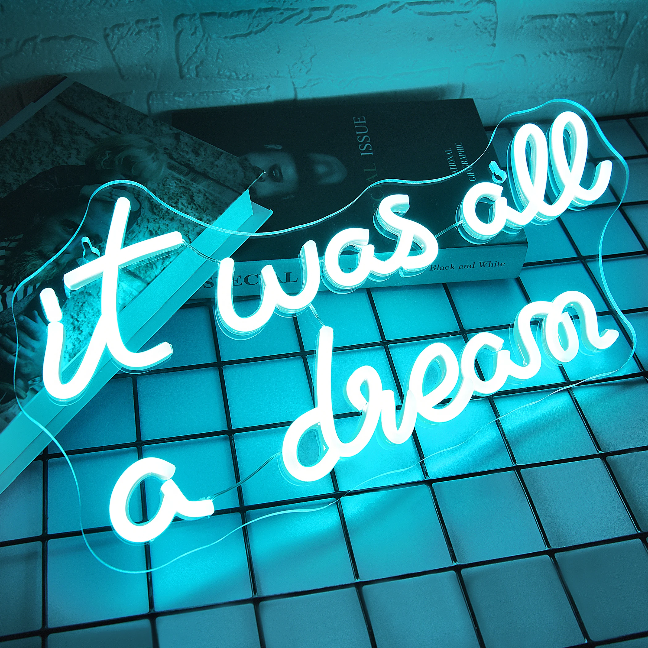 It Was All a Dream Neon Sign for Wall Decor USB Powered It Was All a Dream Sign Letters Led Light Up Sign for Party Game Room
