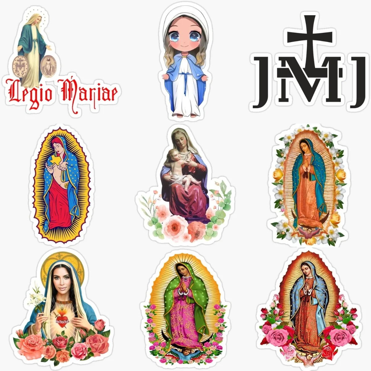 Virgin Mary Jesus Christ Creative PVC Waterproof Stickers Accessories for Decorate Car Wall Room Van Suv Table Bicycle Off-road