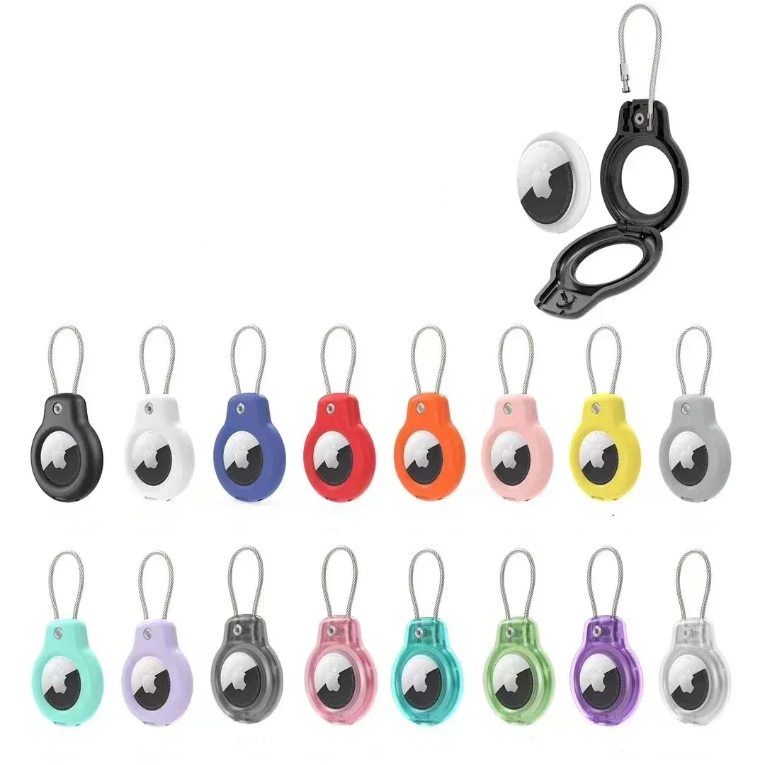 Compatible with Apple AirTag Secure Holder with Wire Cable,Air Tag Lock Case Keychain Key Ring Key Chain Luggage tag for Keys