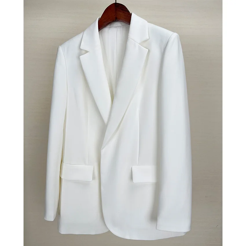 

Acetic Acid White Suit Jacket Female Loose Casual Spring Autumn 2023 New Black Korean Version All-Match Suit Coat Commuting