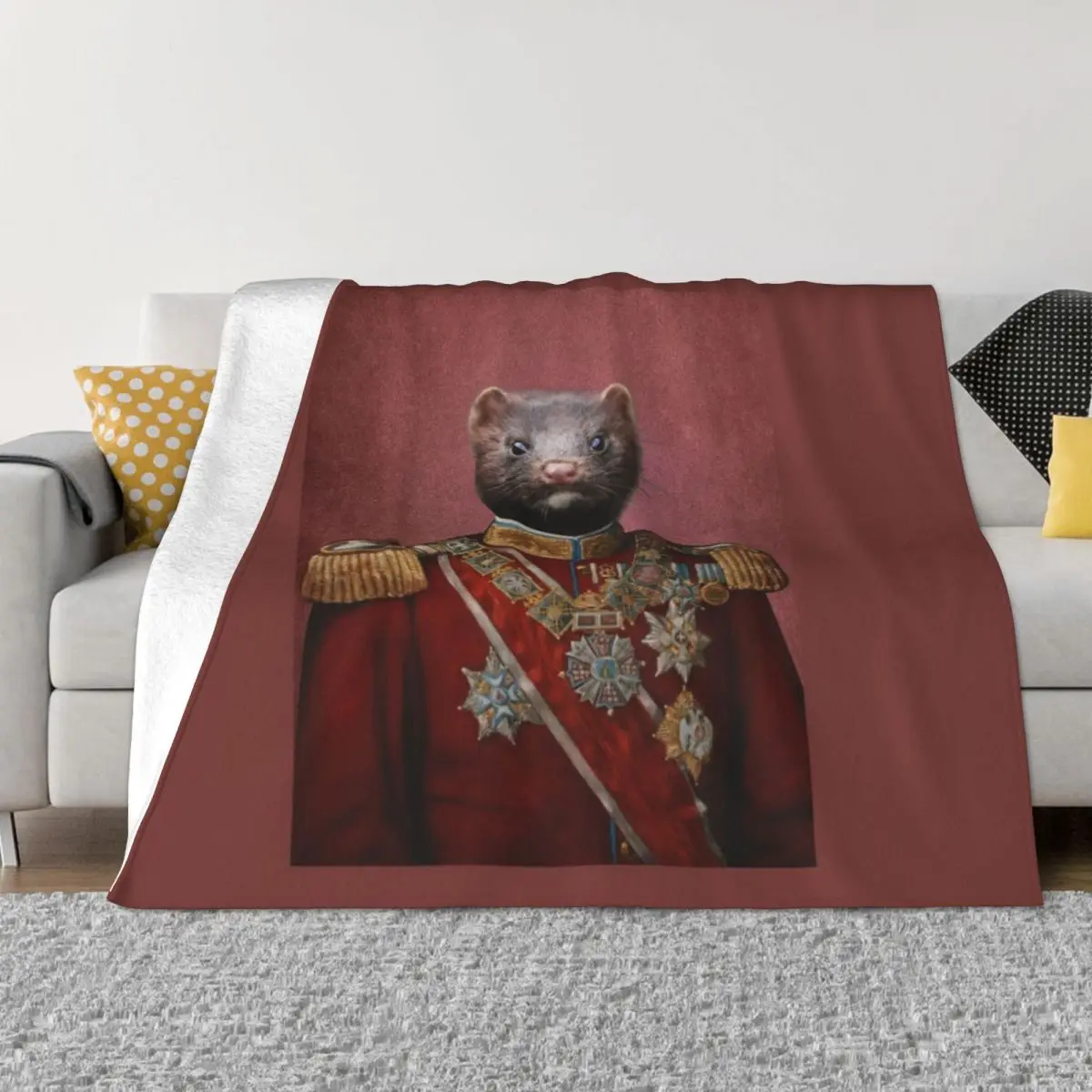 

Pet Ferret Tee Funny Ferret, Thief, Mugshot, Gift Throw Blanket Fluffy Blankets Large decorative blanket