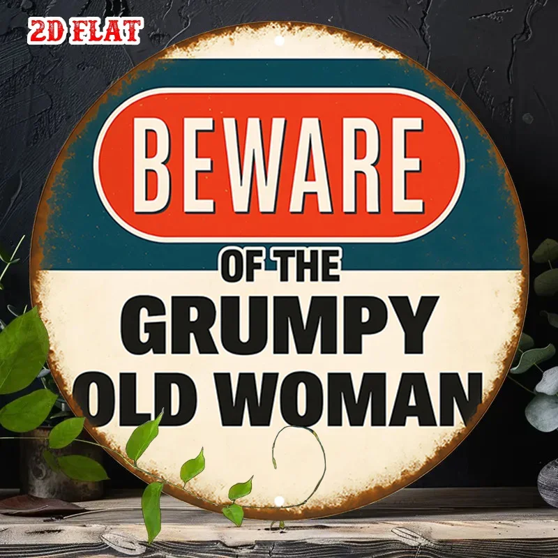 CIFBUY Angry Granny Vintage Warning Sign, Funny Metal Wall Art, Rustic Humorous Indoor Wall Decor for Garage Home Office
