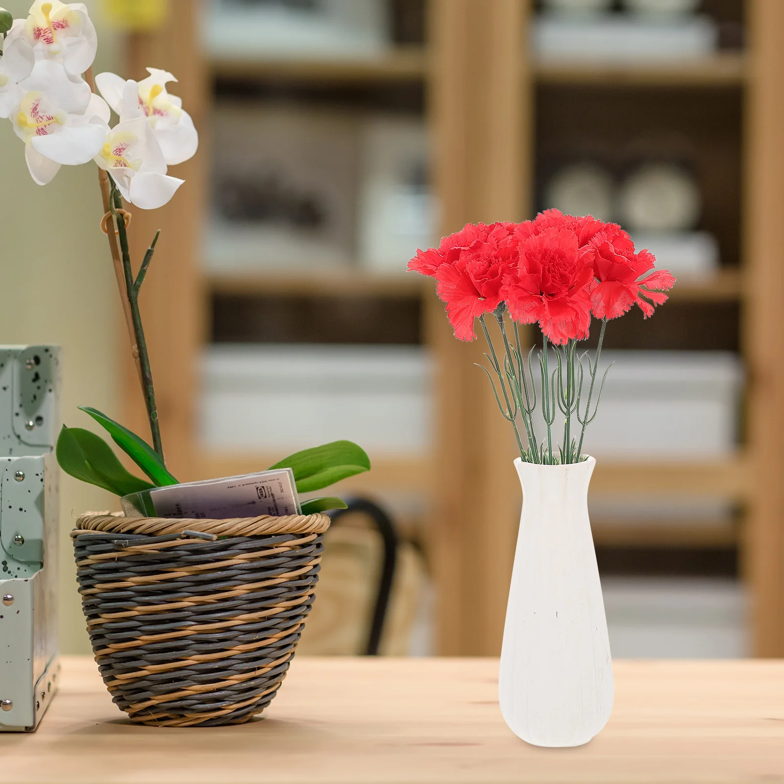 

7 Branches Artificial Carnation Red Simulation Bouquet for Home Hotel Party Decoration Faux Flowers Silk Floral Arrangement