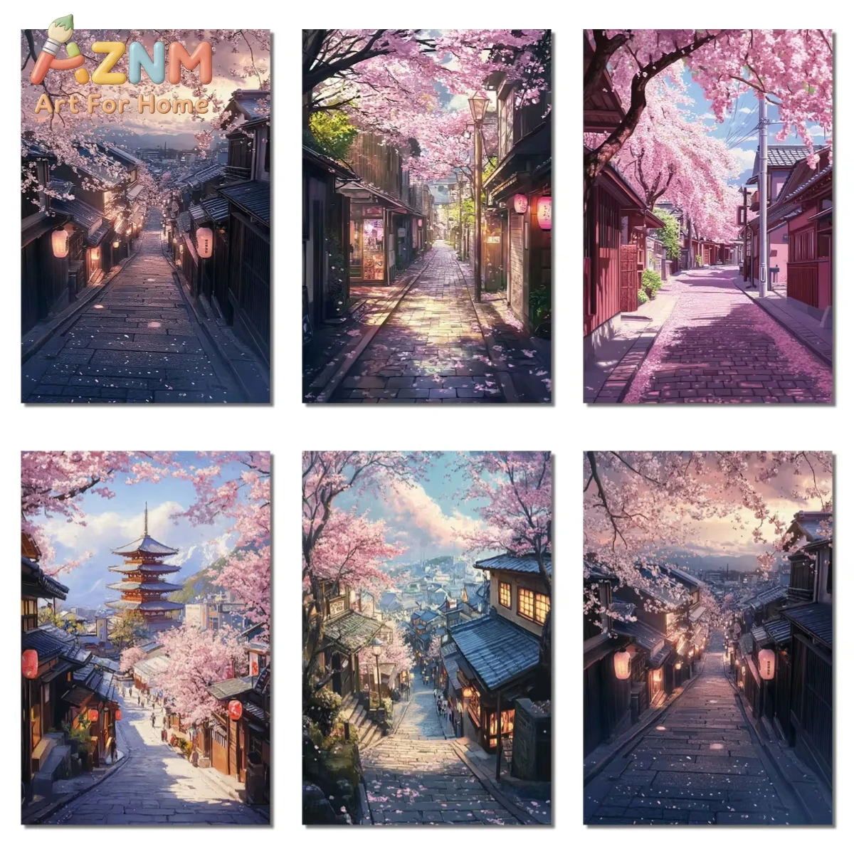 

1 шт. Японский уличный пейзаж с сакурой, настенные картины, декор для дома и спальни, подарок