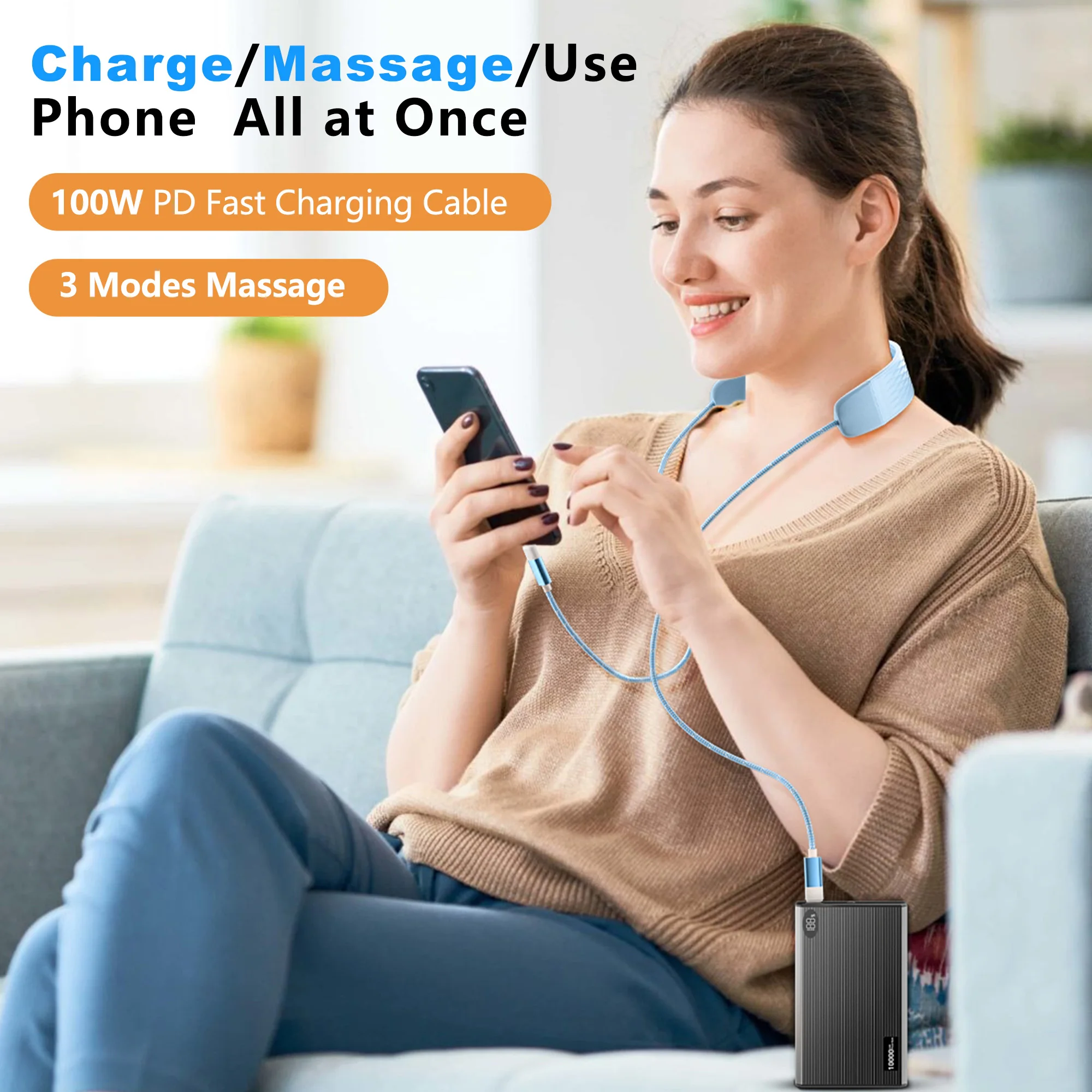 Multifunction Type-C Cable Massage Cable PD100W Fast Charging Charger For Xiaomi Samsung iPhone HUAWEI USB C Cable