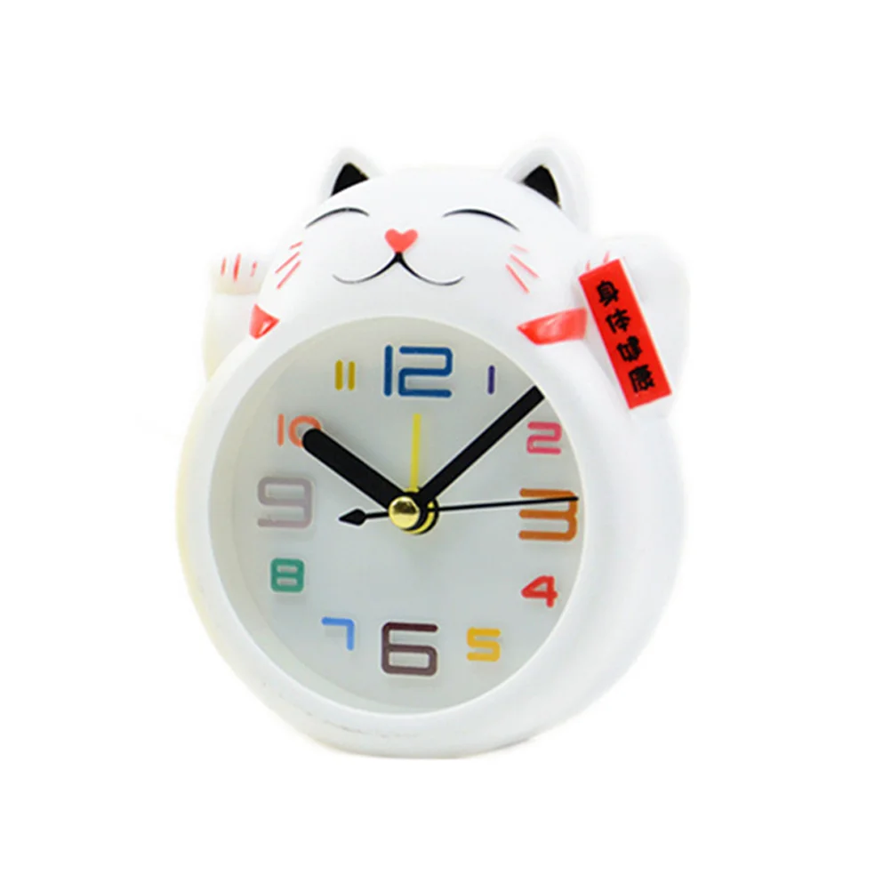 1pc Cat Alarm Clock Desk Clock Creative Cartoon Cat Shape Design Alarm (White without Random Font Style)