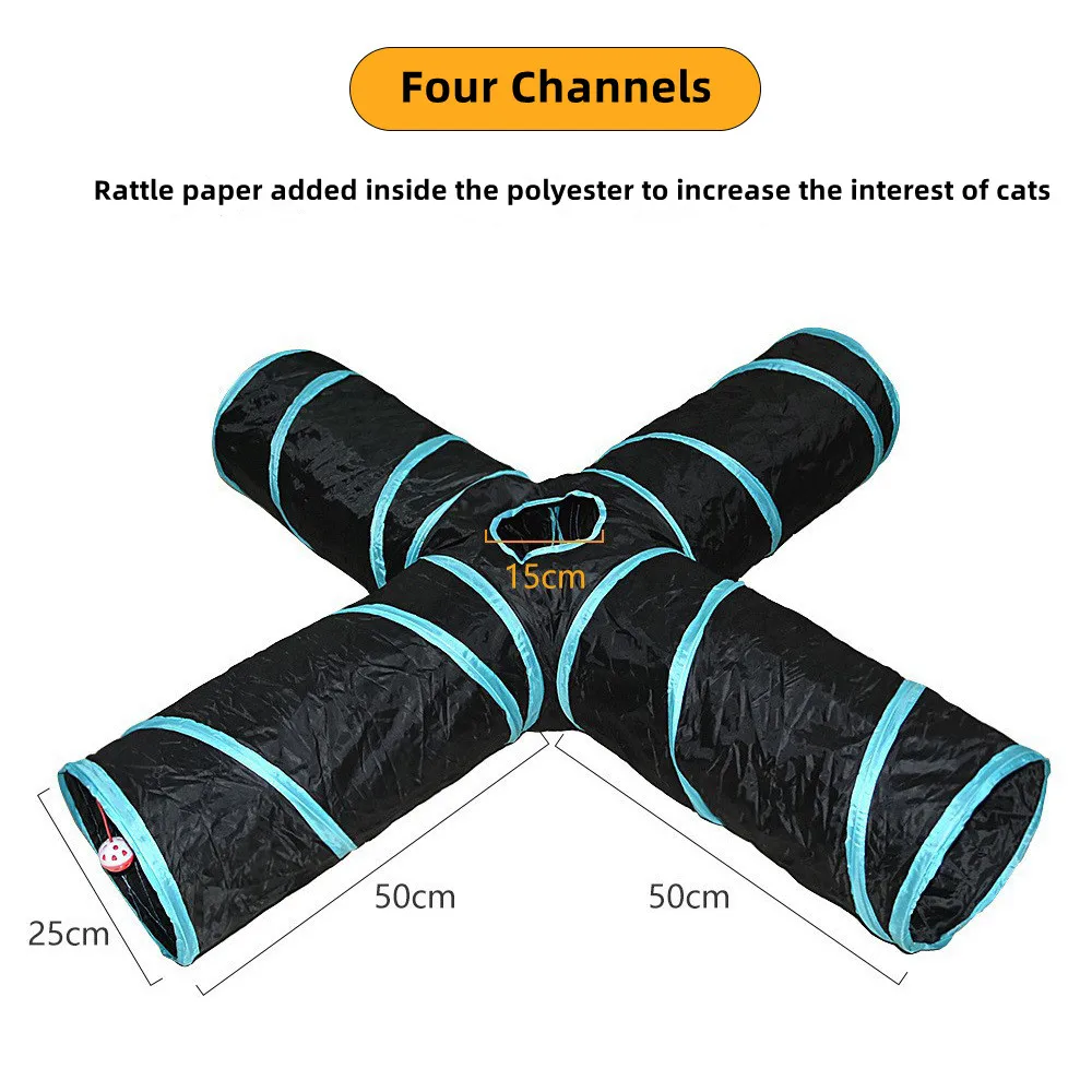 Kattentunnel Dierbenodigdheden Cat S T Pass Speeltunnel Opvouwbare kattentunnel Kattenspeelgoed Ademend boorvat voor binnen luid papier