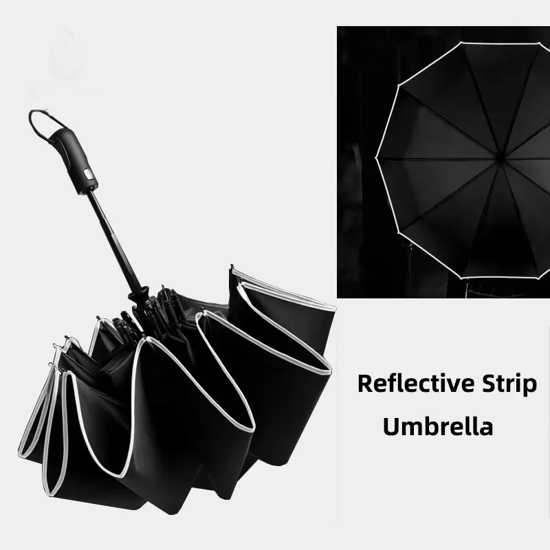 Fully Automatic Strip Umbrella, 3 Folding, Wind Resistant, High Quality, Business, Sunny, Rain, Ten Bones