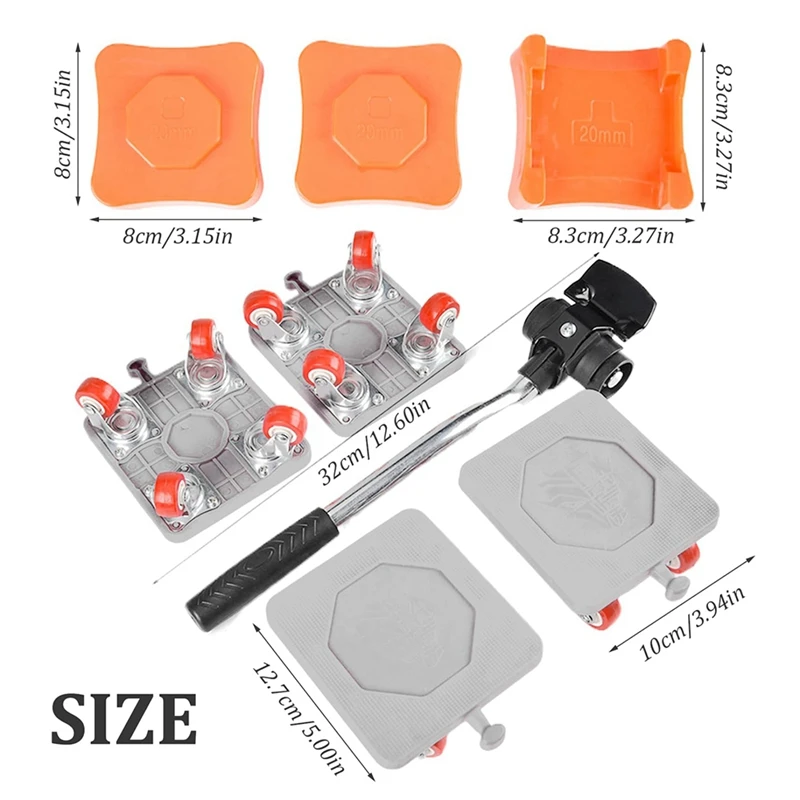 Professional Furniture Mover Tool Set Heavy Stuffs Transport Lifter Wheeled Mover Roller with Wheel Bar 4 Sliders-SPMI