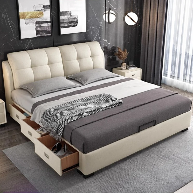 

Design Adults Soft Double Bed Mattress Set Loft Modern Storage Double Bed Queen Size Camas De Casal Bedroom Furniture Set