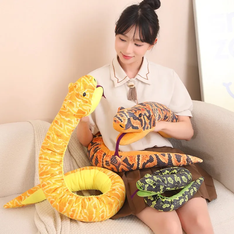 90cm-170cm Gesimuleerde Python Pluche Mooie Dier Hand Puppet Speelgoed Gevulde Snake Poppen Home Decor Verjaardag Xmas Voortreffelijke Geschenken