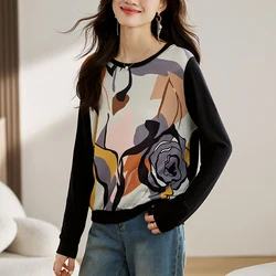 Elegant and Comfortable Ladies' Long Sleeve T-shirts Fashion Print Tees for Women Spring Autumn Daily T-shirts Casual Top