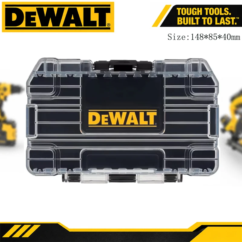 DEWALT TSTAK Tough Case, Black Medium Stackable Dustproof Storage Box 148*85*40mm, Removable Drill Bit & Tool Accessories Case