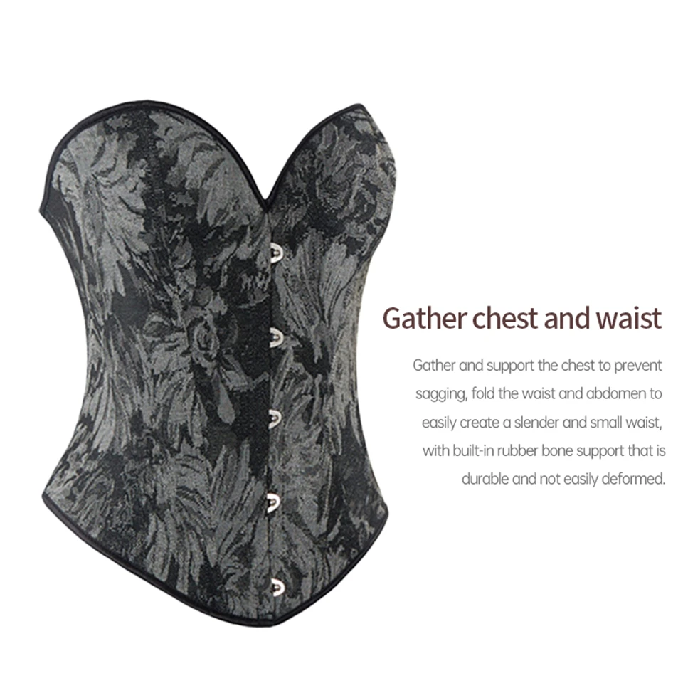 Becirzet Vintage Korsett Taillenformer Shapewear Mehrfarbige Blumen Bustier Top Schnürung Schlankmachende Damenbekleidung – Detail 4